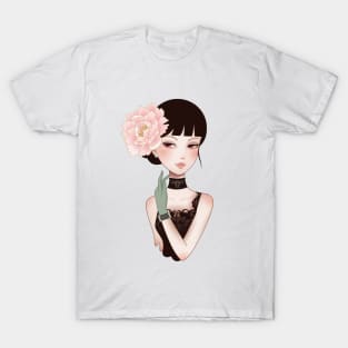 Girl Wearing Pink Flower T-Shirt